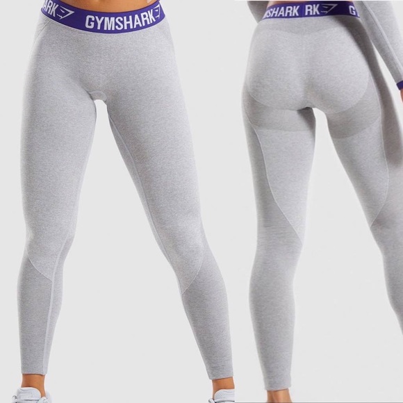gymshark flex dry gray and purple workout leggings xs - Picture 1 of 7